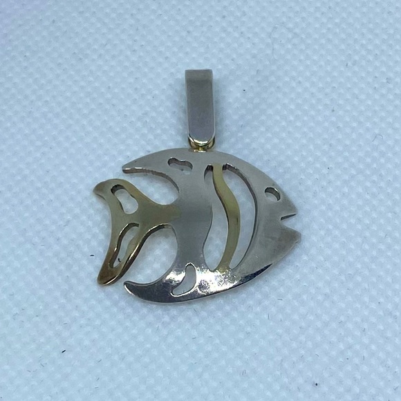 Toztli Silver & Gold Angel Fish Pendant